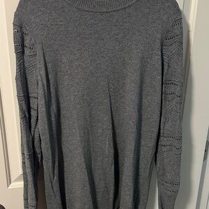 LOFT Gray Off-the-Shoulder Sweater